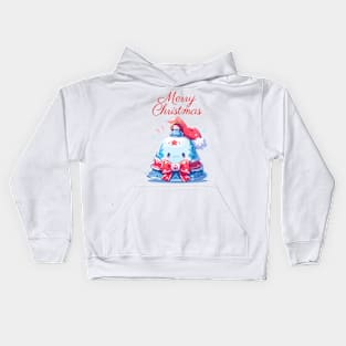 Merry Christmas blue bell with ribbon Kids Hoodie